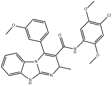 N-(4-chloro-2,5-dimethoxyphenyl)-4-(3-methoxyphenyl)-2-methyl-2,10-dihydropyrimido[1,2-a]benzimidazole-3-carboxamide 구조식 이미지