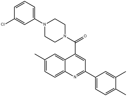 [4-(3-chlorophenyl)piperazin-1-yl]-[2-(3,4-dimethylphenyl)-6-methylquinolin-4-yl]methanone Structure