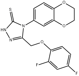 3-[(2,4-difluorophenoxy)methyl]-4-(2,3-dihydro-1,4-benzodioxin-6-yl)-1H-1,2,4-triazole-5-thione Structure
