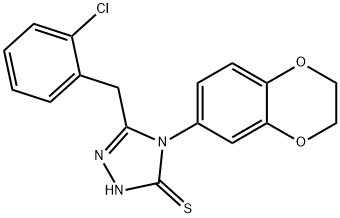 3-[(2-chlorophenyl)methyl]-4-(2,3-dihydro-1,4-benzodioxin-6-yl)-1H-1,2,4-triazole-5-thione 구조식 이미지