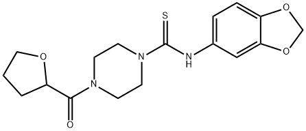 N-(1,3-benzodioxol-5-yl)-4-(oxolane-2-carbonyl)piperazine-1-carbothioamide 구조식 이미지