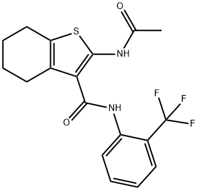 2-acetamido-N-[2-(trifluoromethyl)phenyl]-4,5,6,7-tetrahydro-1-benzothiophene-3-carboxamide Structure