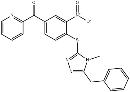 [4-[(5-benzyl-4-methyl-1,2,4-triazol-3-yl)sulfanyl]-3-nitrophenyl]-pyridin-2-ylmethanone 구조식 이미지