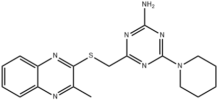 4-[(3-methylquinoxalin-2-yl)sulfanylmethyl]-6-piperidin-1-yl-1,3,5-triazin-2-amine 구조식 이미지