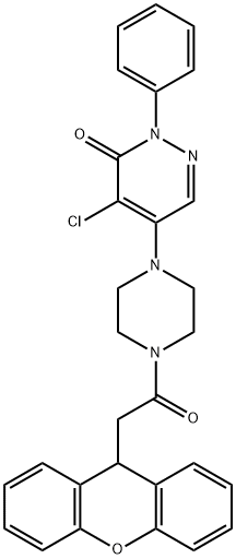 4-chloro-2-phenyl-5-[4-[2-(9H-xanthen-9-yl)acetyl]piperazin-1-yl]pyridazin-3-one 구조식 이미지