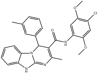 N-(4-chloro-2,5-dimethoxyphenyl)-2-methyl-4-(3-methylphenyl)-1,4-dihydropyrimido[1,2-a]benzimidazole-3-carboxamide 구조식 이미지