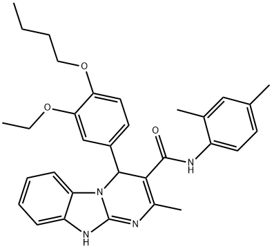 4-(4-butoxy-3-ethoxyphenyl)-N-(2,4-dimethylphenyl)-2-methyl-1,4-dihydropyrimido[1,2-a]benzimidazole-3-carboxamide 구조식 이미지