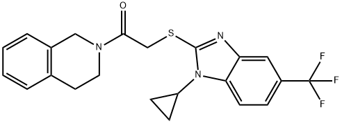 2-[1-cyclopropyl-5-(trifluoromethyl)benzimidazol-2-yl]sulfanyl-1-(3,4-dihydro-1H-isoquinolin-2-yl)ethanone 구조식 이미지