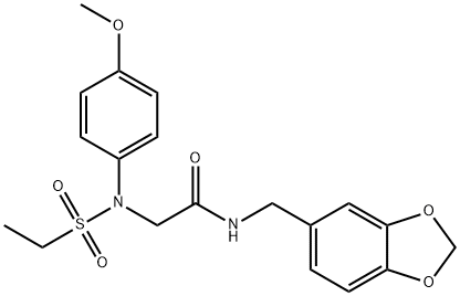 N-(1,3-benzodioxol-5-ylmethyl)-2-(N-ethylsulfonyl-4-methoxyanilino)acetamide Structure