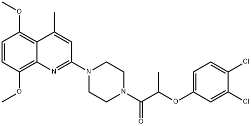 2-(3,4-dichlorophenoxy)-1-[4-(5,8-dimethoxy-4-methylquinolin-2-yl)piperazin-1-yl]propan-1-one 구조식 이미지