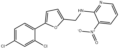 N-[[5-(2,4-dichlorophenyl)furan-2-yl]methyl]-3-nitropyridin-2-amine 구조식 이미지