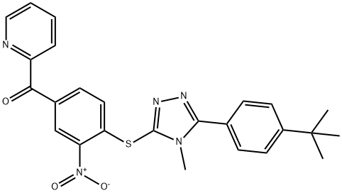 [4-[[5-(4-tert-butylphenyl)-4-methyl-1,2,4-triazol-3-yl]sulfanyl]-3-nitrophenyl]-pyridin-2-ylmethanone 구조식 이미지