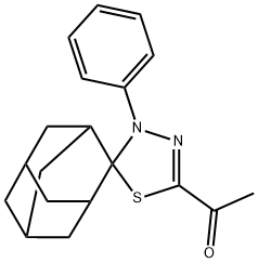 1-(4-phenylspiro[1,3,4-thiadiazole-5,2'-adamantane]-2-yl)ethanone 구조식 이미지