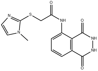 N-(1,4-dioxo-2,3-dihydrophthalazin-5-yl)-2-(1-methylimidazol-2-yl)sulfanylacetamide 구조식 이미지