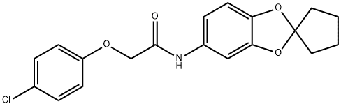 2-(4-chlorophenoxy)-N-spiro[1,3-benzodioxole-2,1'-cyclopentane]-5-ylacetamide Structure