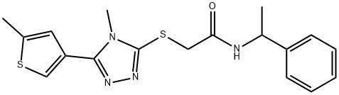 2-[[4-methyl-5-(5-methylthiophen-3-yl)-1,2,4-triazol-3-yl]sulfanyl]-N-(1-phenylethyl)acetamide Structure