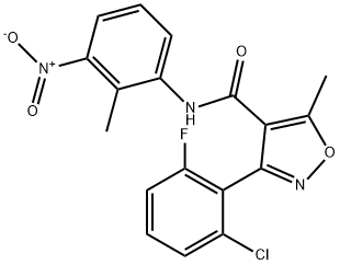 3-(2-chloro-6-fluorophenyl)-5-methyl-N-(2-methyl-3-nitrophenyl)-1,2-oxazole-4-carboxamide 구조식 이미지