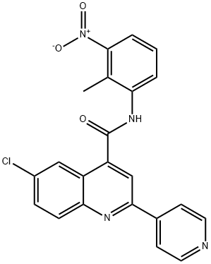 6-chloro-N-(2-methyl-3-nitrophenyl)-2-pyridin-4-ylquinoline-4-carboxamide Structure