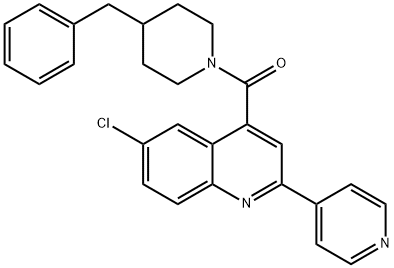 (4-benzylpiperidin-1-yl)-(6-chloro-2-pyridin-4-ylquinolin-4-yl)methanone 구조식 이미지