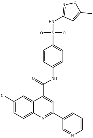 6-chloro-N-[4-[(5-methyl-1,2-oxazol-3-yl)sulfamoyl]phenyl]-2-pyridin-3-ylquinoline-4-carboxamide 구조식 이미지