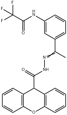 N-[(E)-1-[3-[(2,2,2-trifluoroacetyl)amino]phenyl]ethylideneamino]-9H-xanthene-9-carboxamide Structure