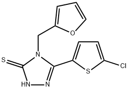 3-(5-chlorothiophen-2-yl)-4-(furan-2-ylmethyl)-1H-1,2,4-triazole-5-thione 구조식 이미지