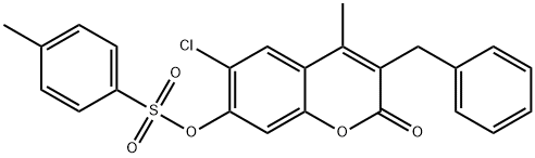 (3-benzyl-6-chloro-4-methyl-2-oxochromen-7-yl) 4-methylbenzenesulfonate Structure