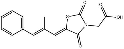 2-[(5Z)-5-[(E)-2-methyl-3-phenylprop-2-enylidene]-2,4-dioxo-1,3-thiazolidin-3-yl]acetic acid 구조식 이미지
