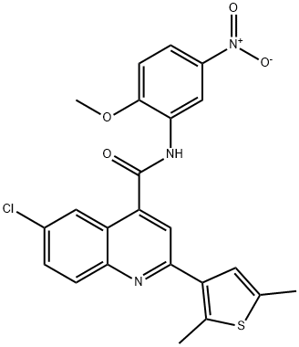 6-chloro-2-(2,5-dimethylthiophen-3-yl)-N-(2-methoxy-5-nitrophenyl)quinoline-4-carboxamide Structure