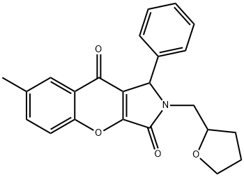 7-methyl-2-(oxolan-2-ylmethyl)-1-phenyl-1H-chromeno[2,3-c]pyrrole-3,9-dione 구조식 이미지