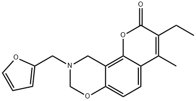 3-ethyl-9-(furan-2-ylmethyl)-4-methyl-8,10-dihydropyrano[2,3-f][1,3]benzoxazin-2-one Structure