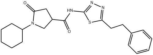 1-cyclohexyl-5-oxo-N-[5-(2-phenylethyl)-1,3,4-thiadiazol-2-yl]pyrrolidine-3-carboxamide Structure