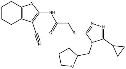 N-(3-cyano-4,5,6,7-tetrahydro-1-benzothiophen-2-yl)-2-[[5-cyclopropyl-4-(oxolan-2-ylmethyl)-1,2,4-triazol-3-yl]sulfanyl]acetamide Structure