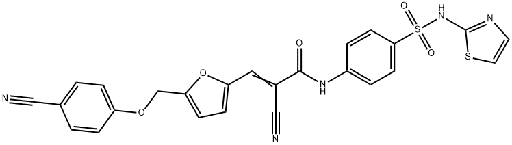 (E)-2-cyano-3-[5-[(4-cyanophenoxy)methyl]furan-2-yl]-N-[4-(1,3-thiazol-2-ylsulfamoyl)phenyl]prop-2-enamide Structure