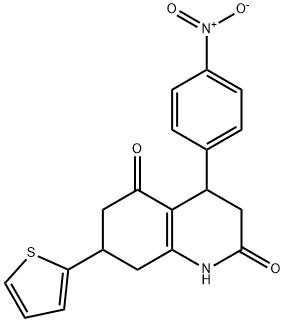 4-(4-nitrophenyl)-7-thiophen-2-yl-1,3,4,6,7,8-hexahydroquinoline-2,5-dione Structure