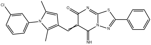 (6E)-6-[[1-(3-chlorophenyl)-2,5-dimethylpyrrol-3-yl]methylidene]-5-imino-2-phenyl-[1,3,4]thiadiazolo[3,2-a]pyrimidin-7-one Structure