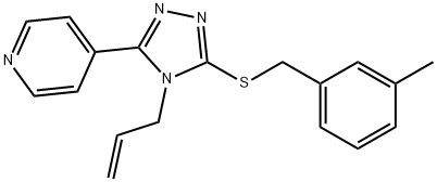 4-[5-[(3-methylphenyl)methylsulfanyl]-4-prop-2-enyl-1,2,4-triazol-3-yl]pyridine 구조식 이미지