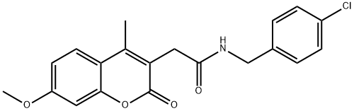 N-[(4-chlorophenyl)methyl]-2-(7-methoxy-4-methyl-2-oxochromen-3-yl)acetamide 구조식 이미지