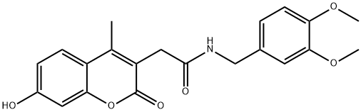 N-[(3,4-dimethoxyphenyl)methyl]-2-(7-hydroxy-4-methyl-2-oxochromen-3-yl)acetamide 구조식 이미지
