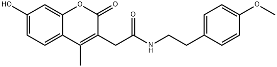 2-(7-hydroxy-4-methyl-2-oxochromen-3-yl)-N-[2-(4-methoxyphenyl)ethyl]acetamide 구조식 이미지