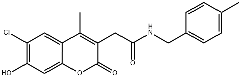 2-(6-chloro-7-hydroxy-4-methyl-2-oxochromen-3-yl)-N-[(4-methylphenyl)methyl]acetamide Structure