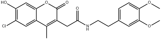 2-(6-chloro-7-hydroxy-4-methyl-2-oxochromen-3-yl)-N-[2-(3,4-dimethoxyphenyl)ethyl]acetamide 구조식 이미지