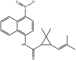 2,2-dimethyl-3-(2-methylprop-1-enyl)-N-(4-nitronaphthalen-1-yl)cyclopropane-1-carboxamide 구조식 이미지