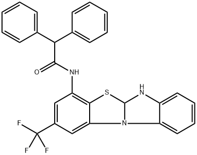 2,2-diphenyl-N-[2-(trifluoromethyl)-5a,6-dihydrobenzimidazolo[2,1-b][1,3]benzothiazol-4-yl]acetamide 구조식 이미지
