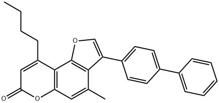 9-butyl-4-methyl-3-(4-phenylphenyl)furo[2,3-f]chromen-7-one 구조식 이미지