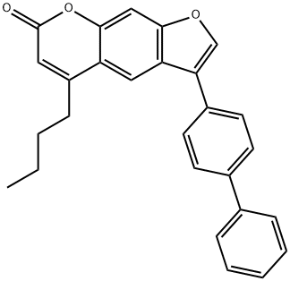 5-butyl-3-(4-phenylphenyl)furo[3,2-g]chromen-7-one 구조식 이미지