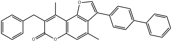 8-benzyl-4,9-dimethyl-3-(4-phenylphenyl)furo[2,3-f]chromen-7-one Structure