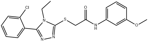 2-[[5-(2-chlorophenyl)-4-ethyl-1,2,4-triazol-3-yl]sulfanyl]-N-(3-methoxyphenyl)acetamide 구조식 이미지