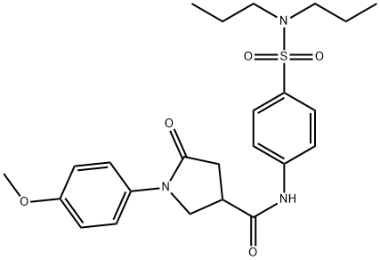 N-[4-(dipropylsulfamoyl)phenyl]-1-(4-methoxyphenyl)-5-oxopyrrolidine-3-carboxamide 구조식 이미지