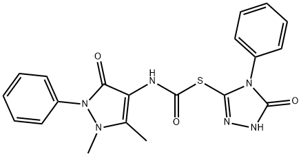 S-[(5-oxo-4-phenyl-1H-1,2,4-triazol-3-yl)] N-(1,5-dimethyl-3-oxo-2-phenylpyrazol-4-yl)carbamothioate 구조식 이미지